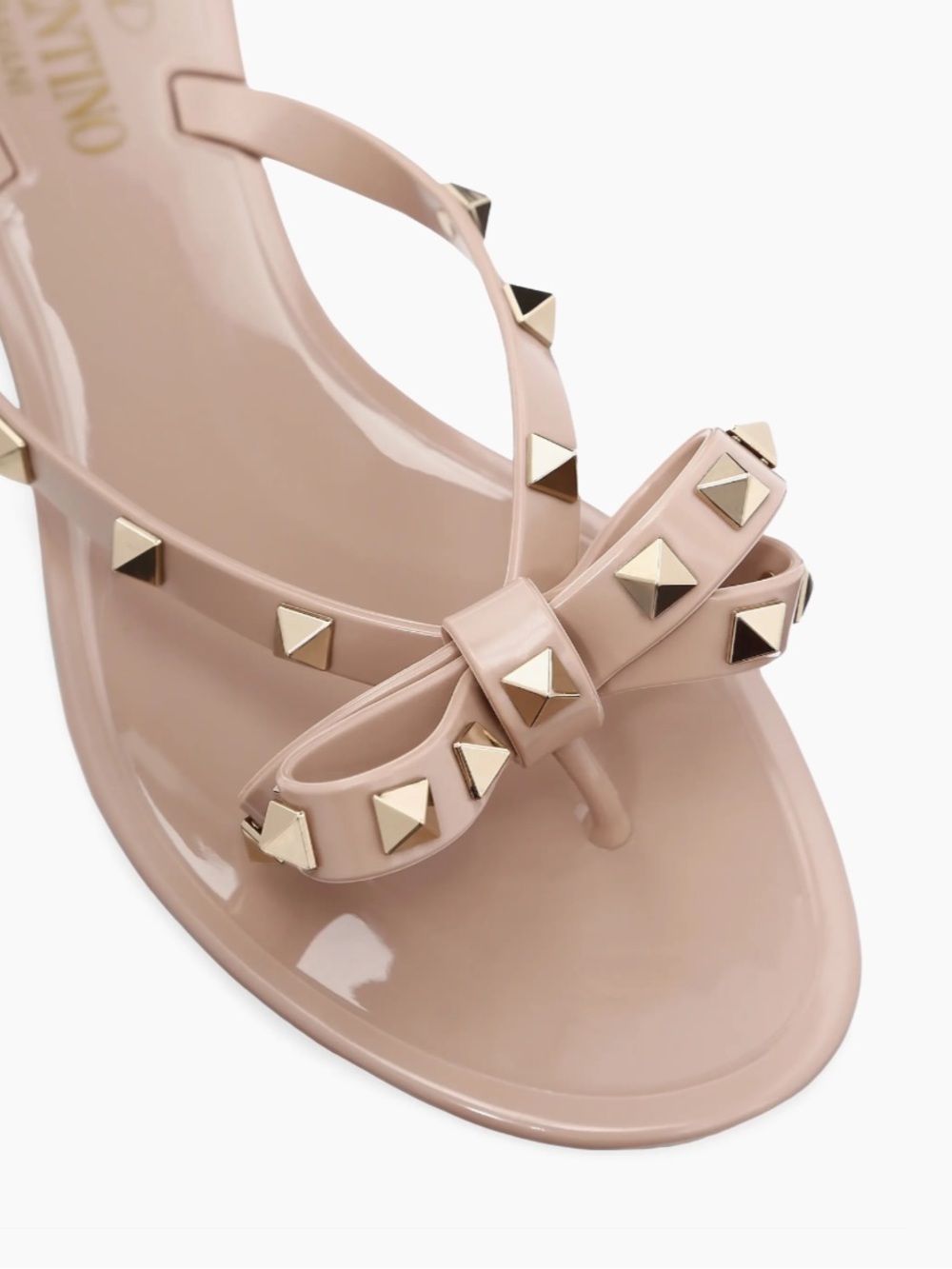 Valentino Garavani Rockstud Flat Thong Rubber Slippers Sandals Poudre Size 9 39 - Picture 2 of 13